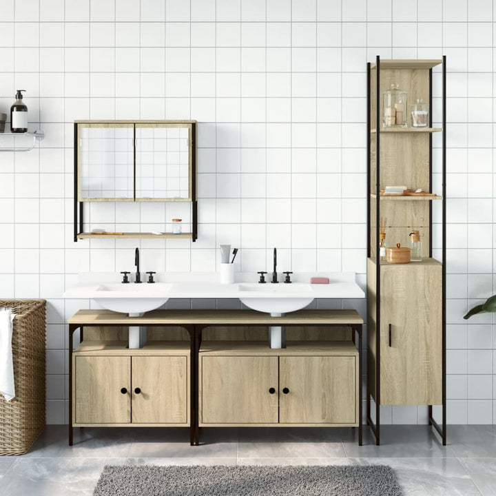 Set Mobilier De Baie, 4 Piese, , Lemn Prelucrat