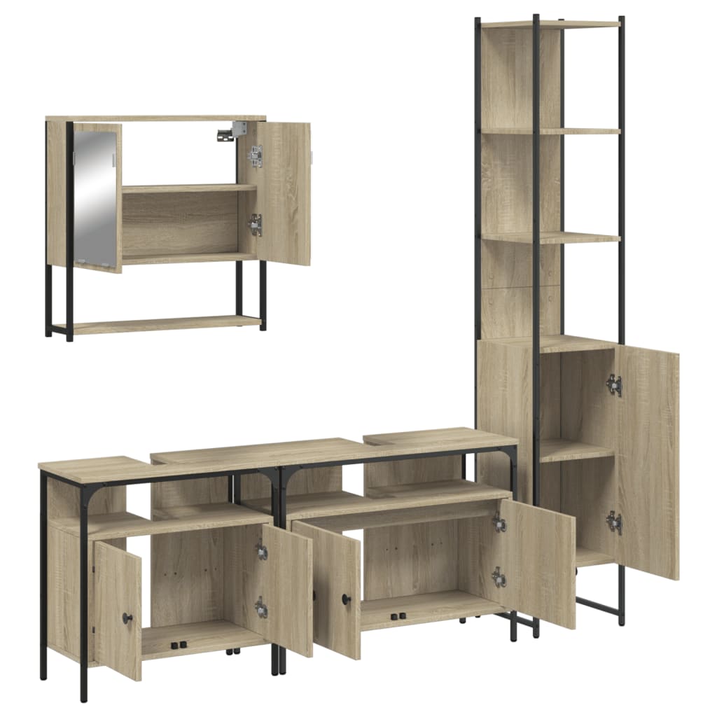 Set Mobilier De Baie, 4 Piese, , Lemn Prelucrat