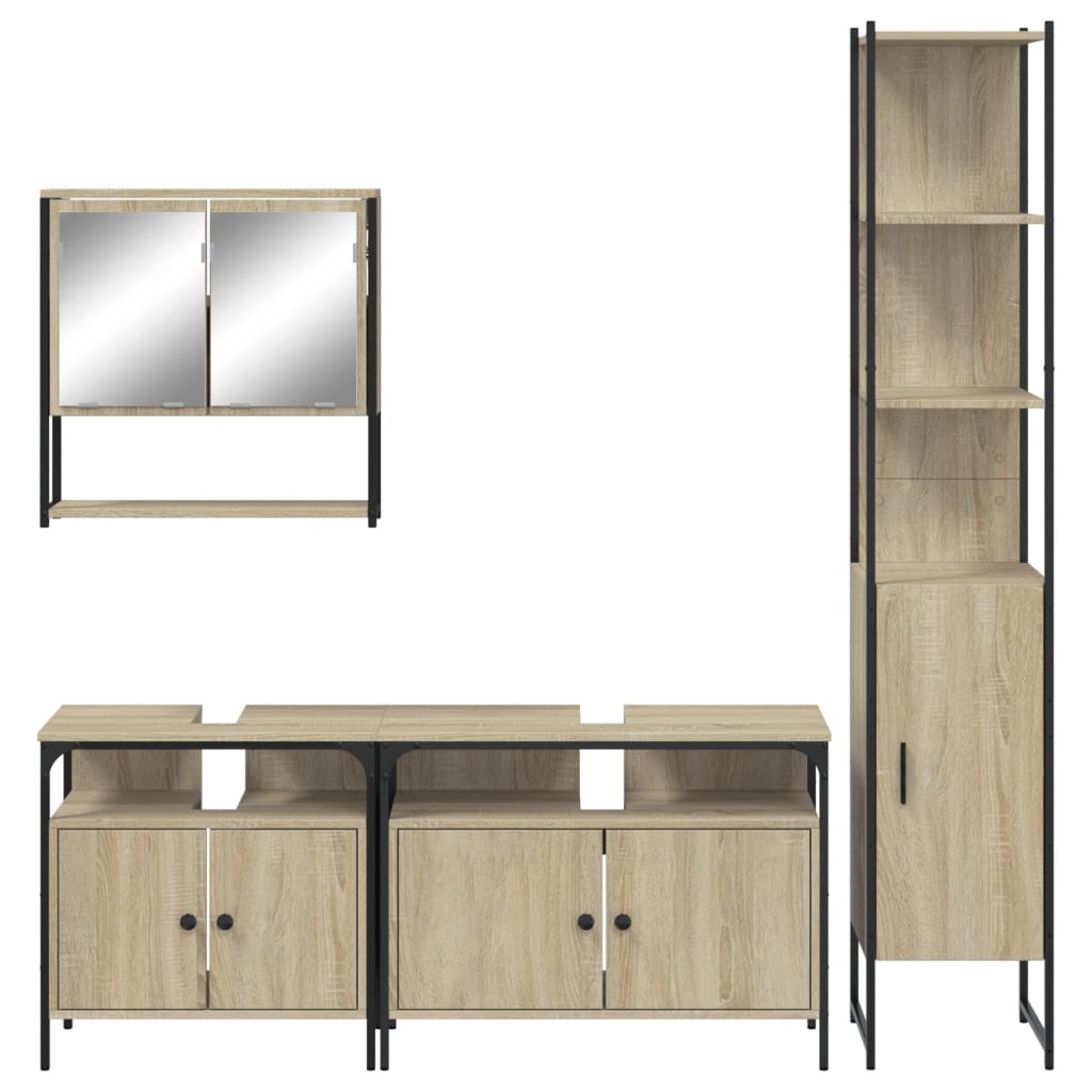 Set Mobilier De Baie, 4 Piese, , Lemn Prelucrat