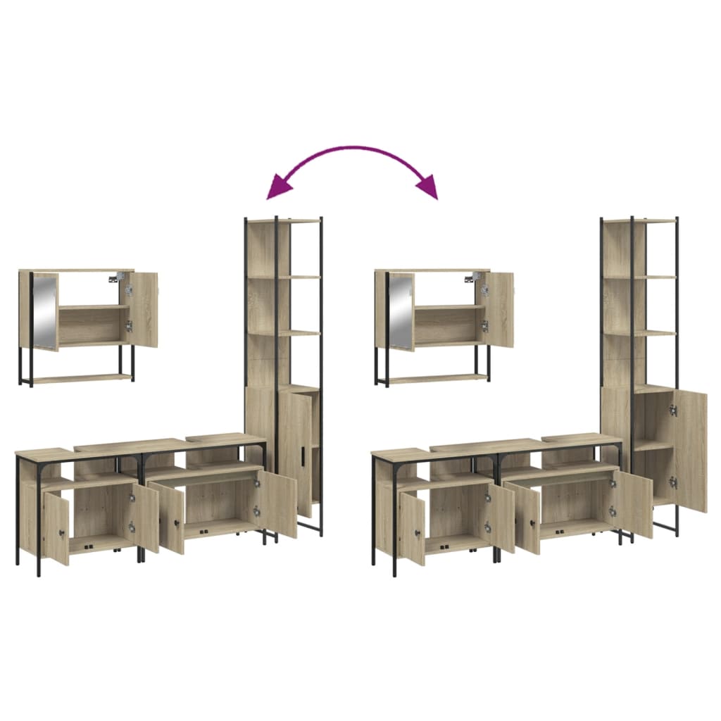 Set Mobilier De Baie, 4 Piese, , Lemn Prelucrat