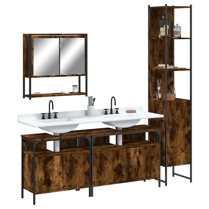 Set Mobilier De Baie, 4 Piese, , Lemn Prelucrat
