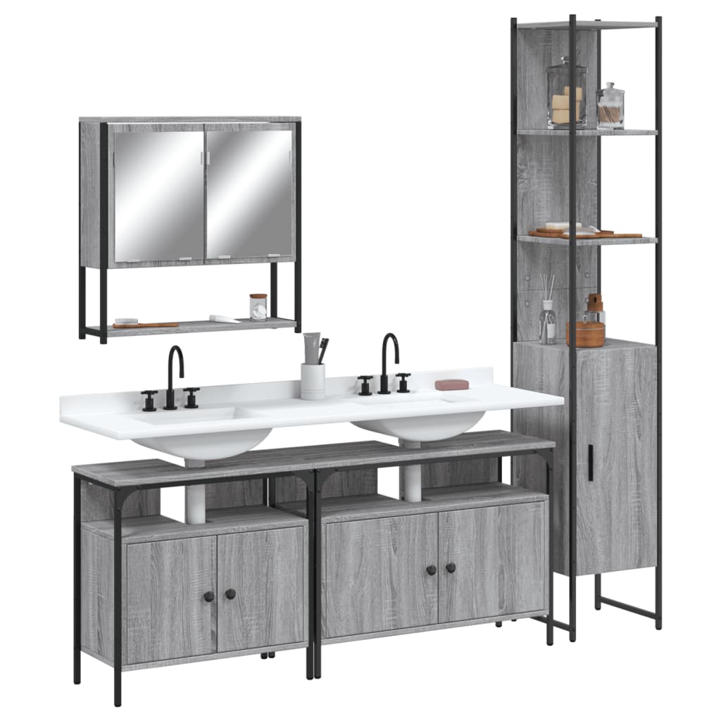 Set Mobilier De Baie, 4 Piese, , Lemn Prelucrat