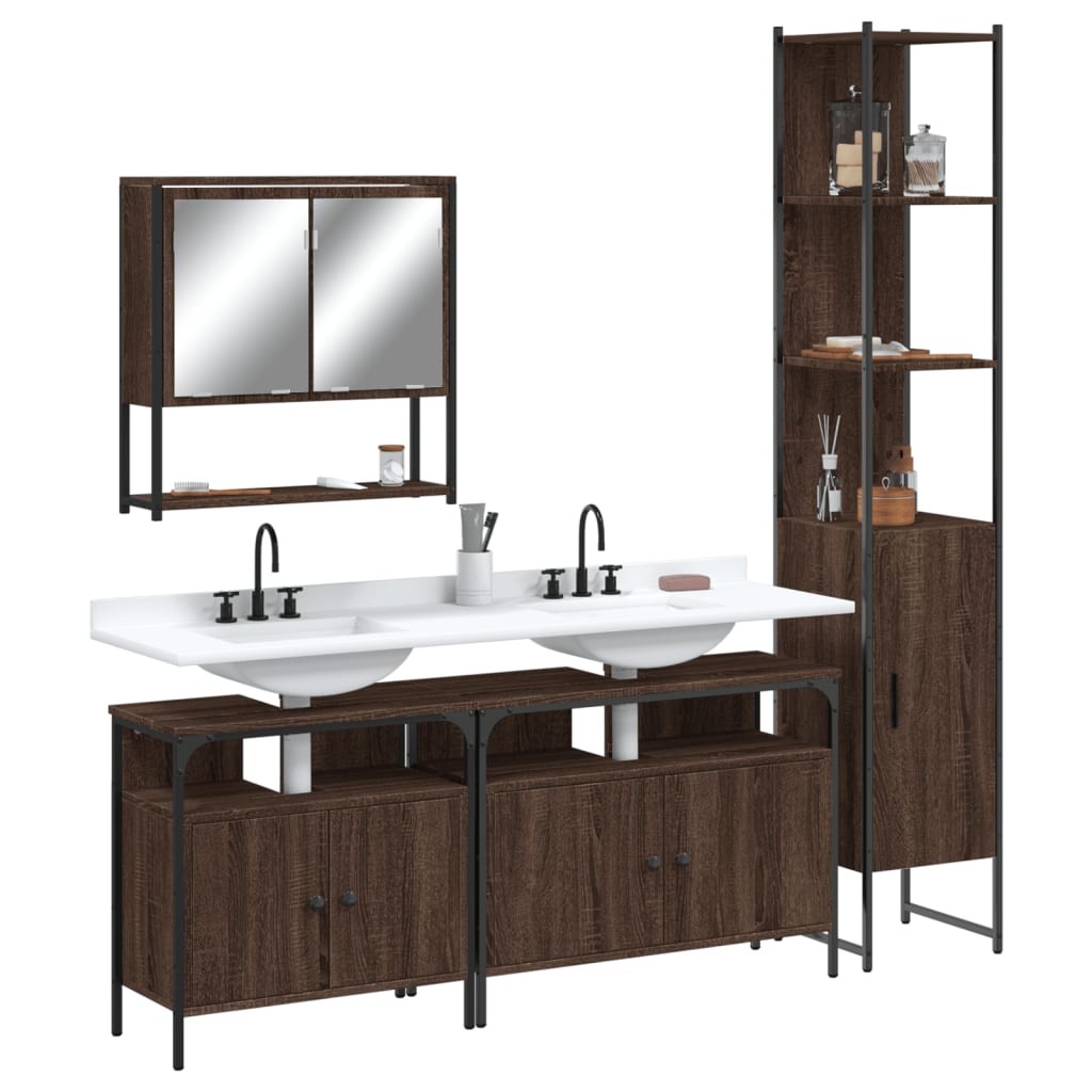 Set Mobilier De Baie, 4 Piese, , Lemn Prelucrat