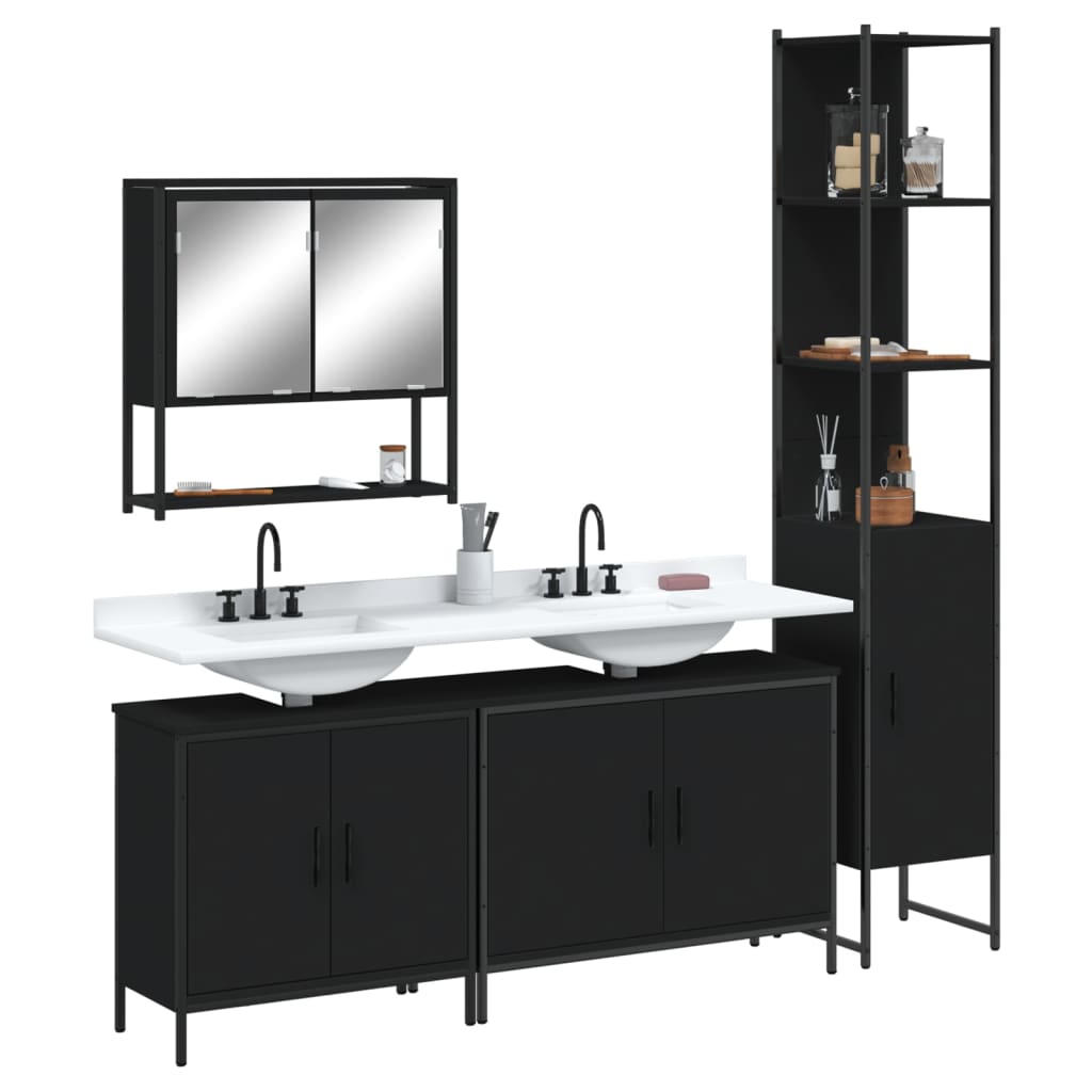 Set Mobilier De Baie, 4 Piese, , Lemn Prelucrat
