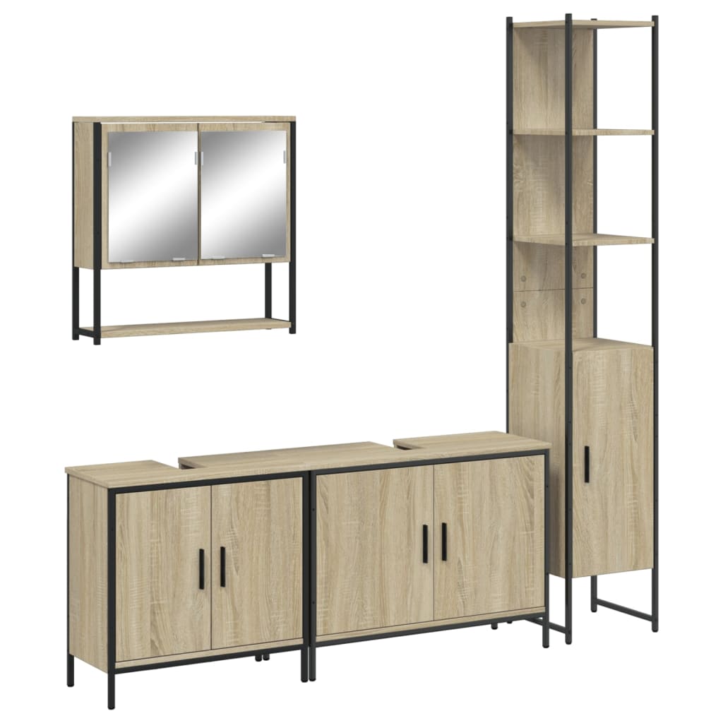 Set Mobilier De Baie, 4 Piese, , Lemn Prelucrat