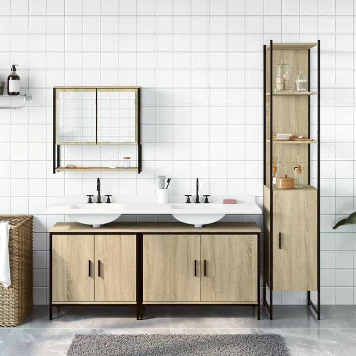 Set Mobilier De Baie, 4 Piese, , Lemn Prelucrat