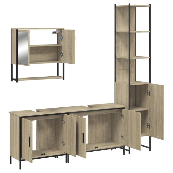 Set Mobilier De Baie, 4 Piese, , Lemn Prelucrat