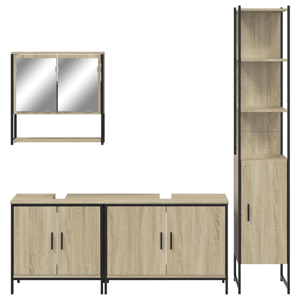 Set Mobilier De Baie, 4 Piese, , Lemn Prelucrat