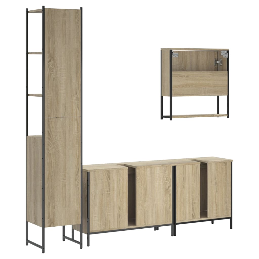 Set Mobilier De Baie, 4 Piese, , Lemn Prelucrat