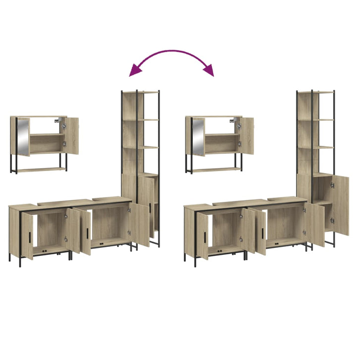 Set Mobilier De Baie, 4 Piese, , Lemn Prelucrat