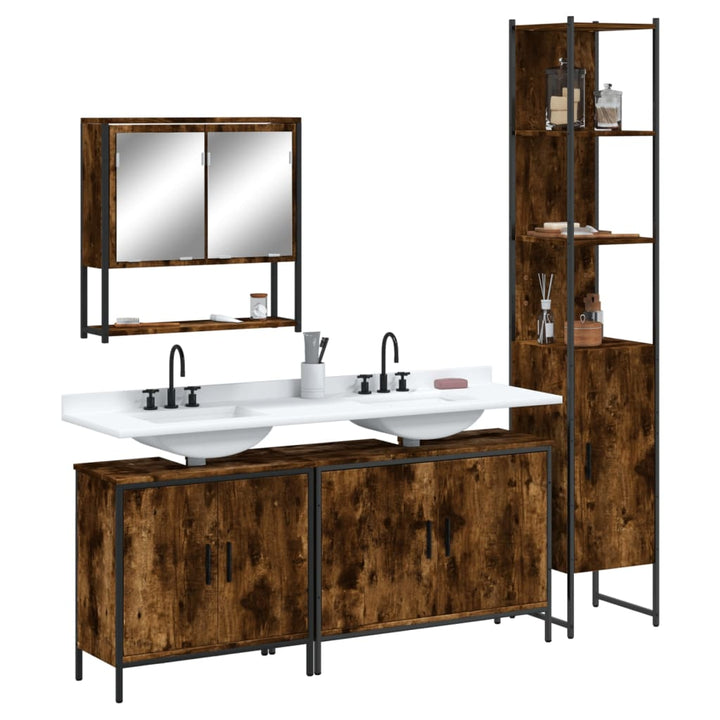 Set Mobilier De Baie, 4 Piese, , Lemn Prelucrat