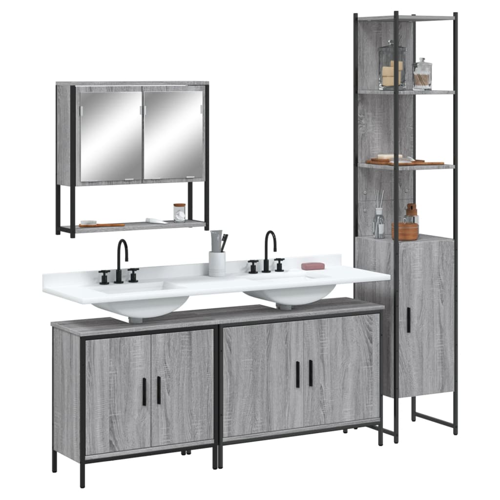 Set Mobilier De Baie, 4 Piese, , Lemn Prelucrat