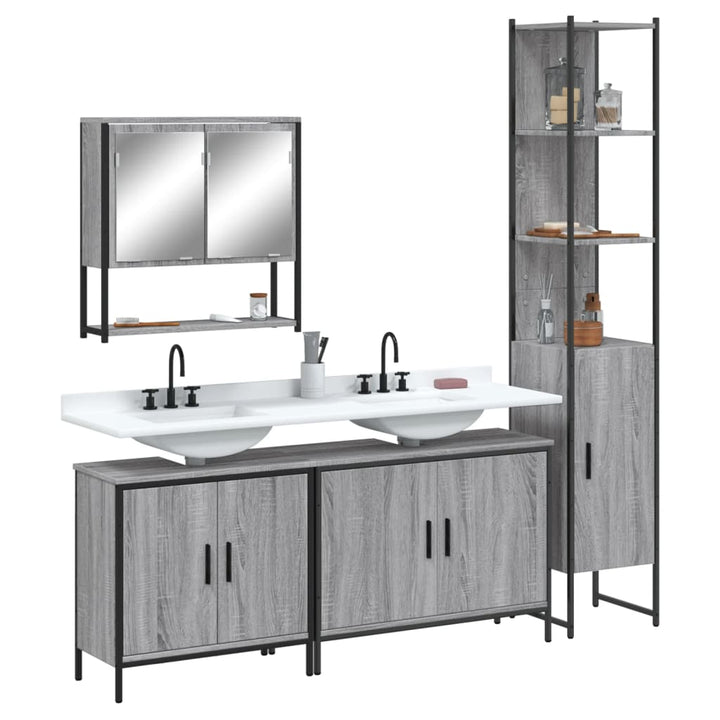 Set Mobilier De Baie, 4 Piese, , Lemn Prelucrat