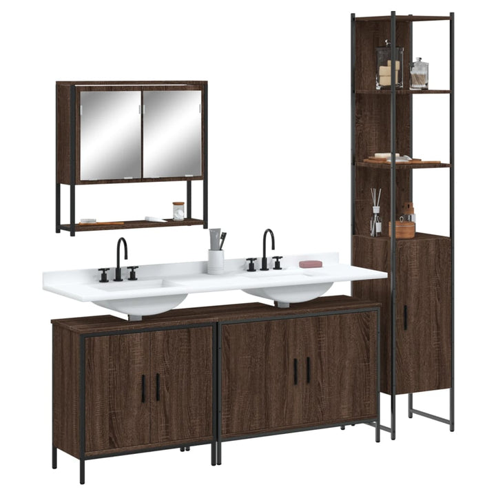 Set Mobilier De Baie, 4 Piese, , Lemn Prelucrat