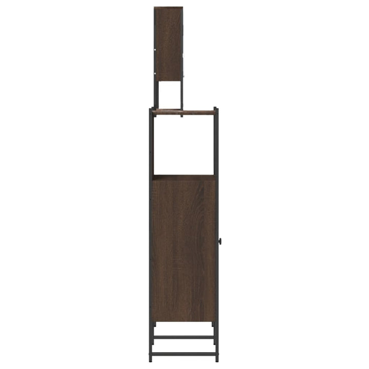 Set Mobilier De Baie, 3 Piese, Stejar Maro, Lemn Prelucrat