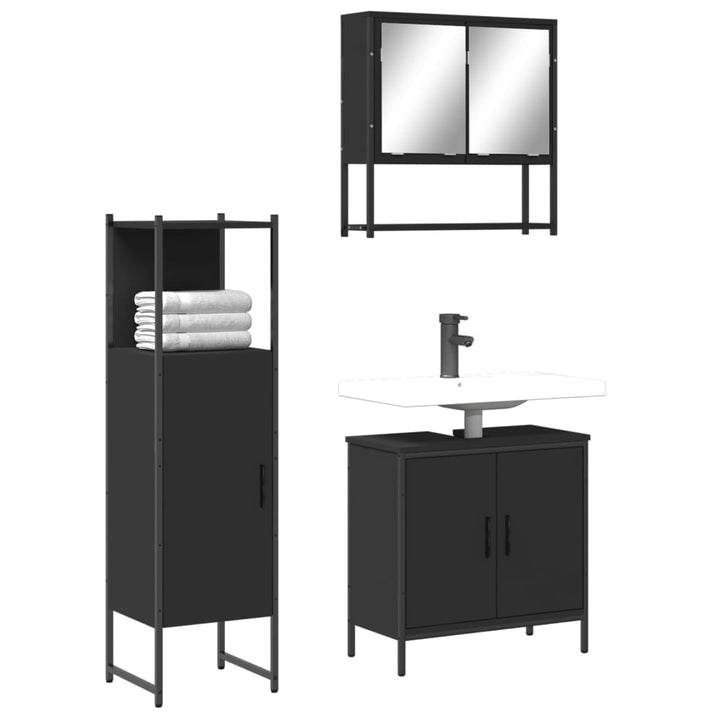 Set Mobilier De Baie, 3 Piese, Gri Sonoma, Lemn Prelucrat