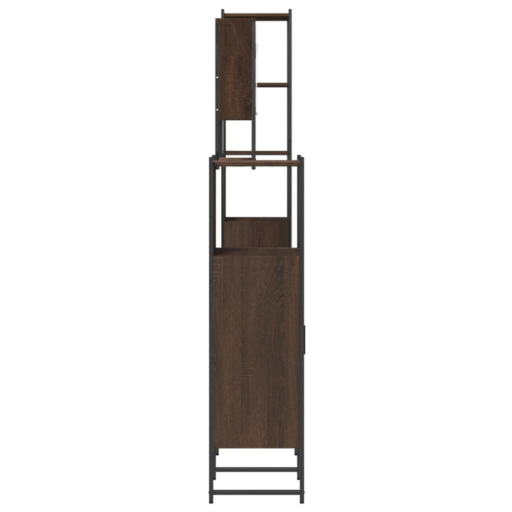 Set Mobilier De Baie, 4 Piese, Stejar Maro, Lemn Prelucrat