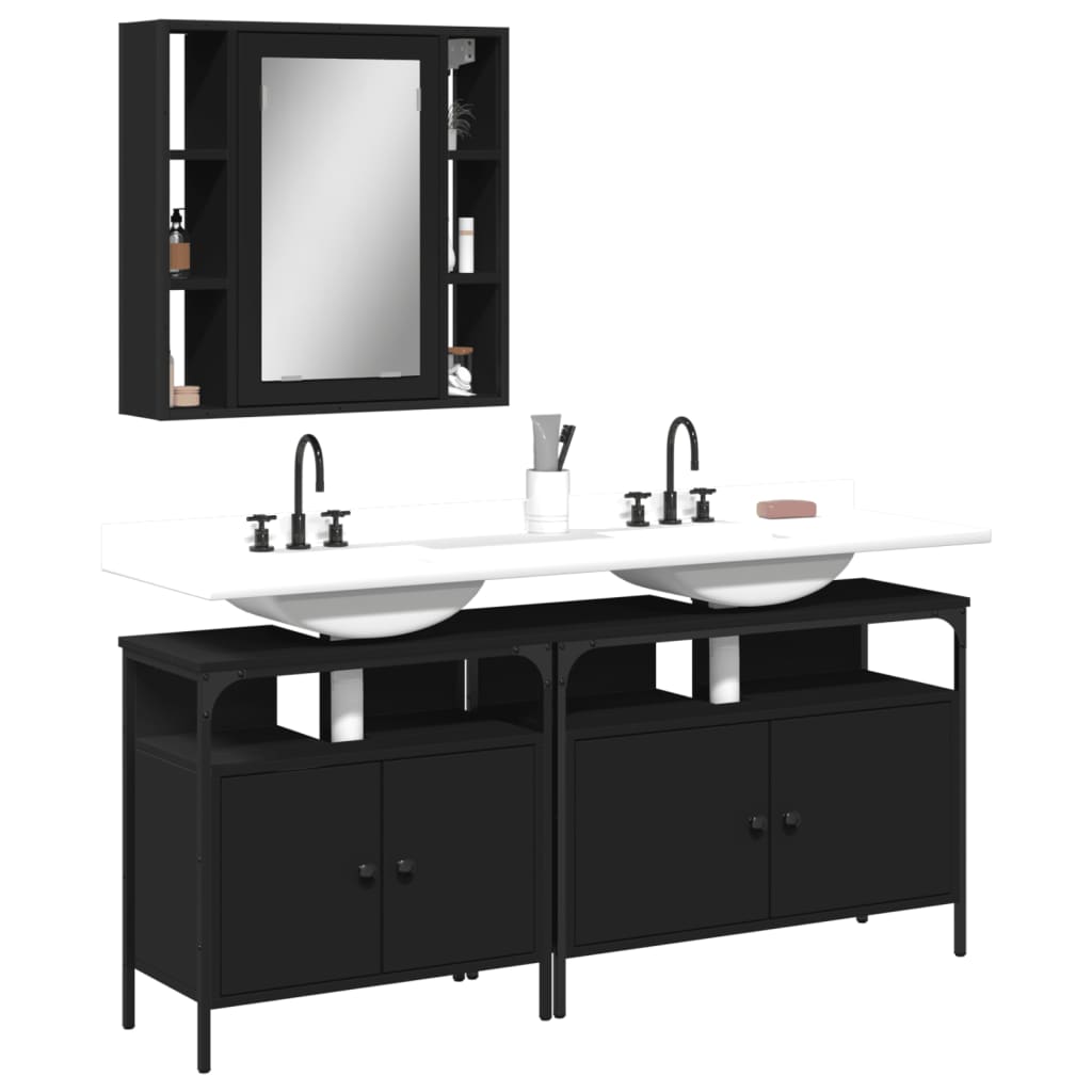 Set Dulapuri De Baie, 3 Piese, Gri Sonoma, Lemn Prelucrat