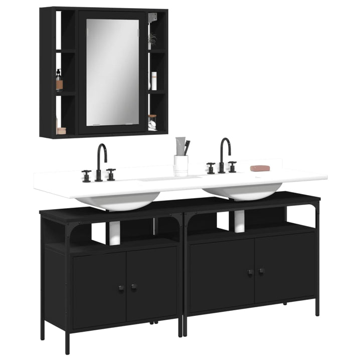 Set Dulapuri De Baie, 3 Piese, Gri Sonoma, Lemn Prelucrat