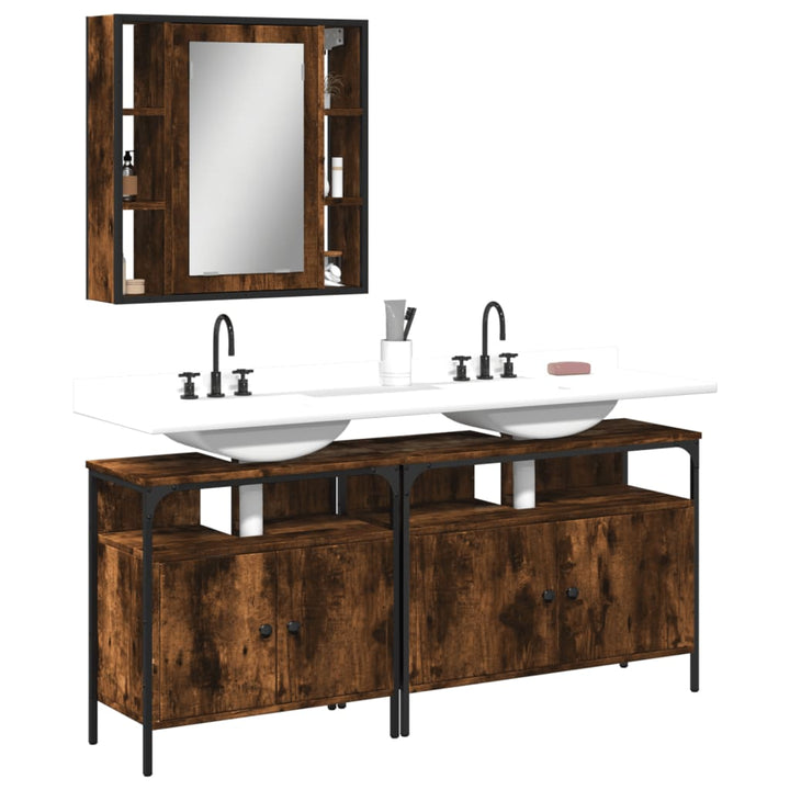 Set Dulapuri De Baie, 3 Piese, Gri Sonoma, Lemn Prelucrat