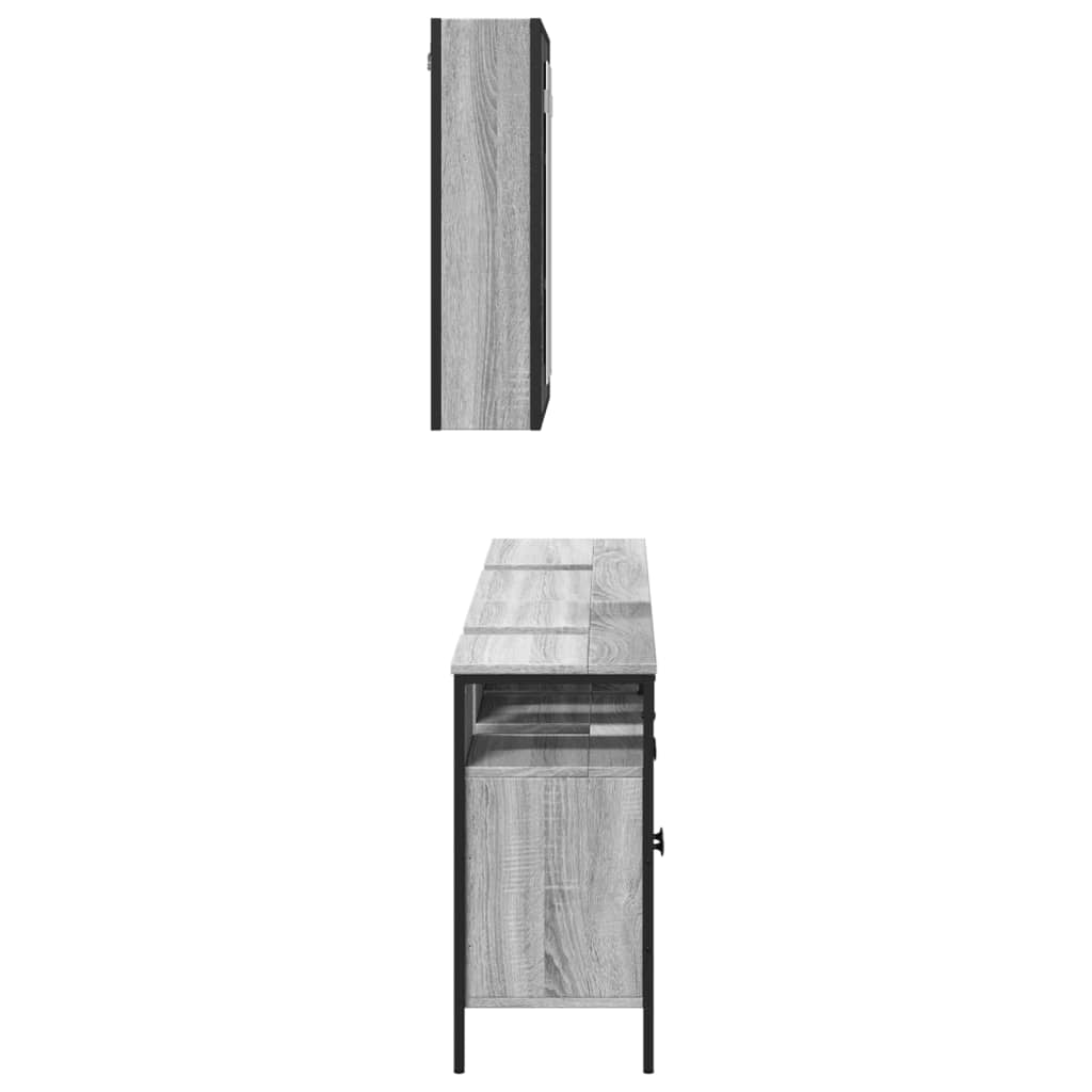 Set Dulapuri De Baie, 3 Piese, Gri Sonoma, Lemn Prelucrat