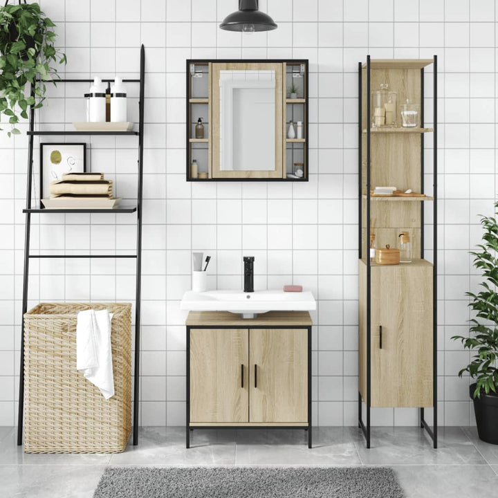 Set Dulapuri De Baie, 3 Piese, , Lemn Prelucrat