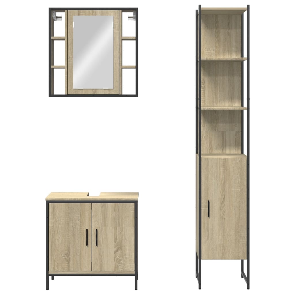 Set Dulapuri De Baie, 3 Piese, , Lemn Prelucrat