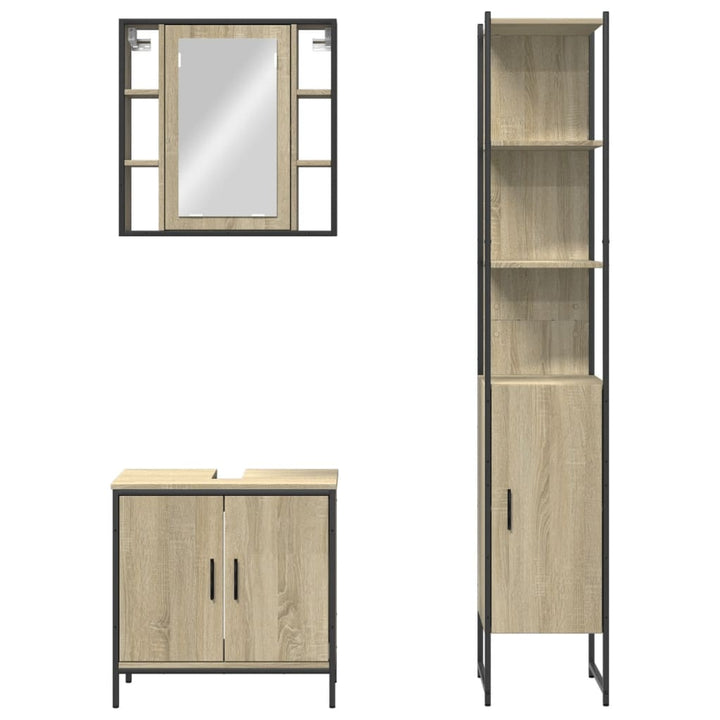 Set Dulapuri De Baie, 3 Piese, , Lemn Prelucrat
