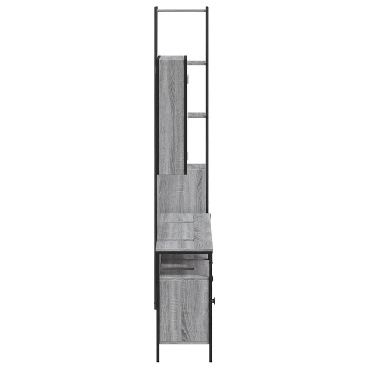 Set Dulapuri De Baie, 4 Piese, Gri Sonoma, Lemn Prelucrat