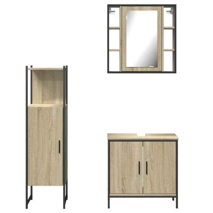 Set Dulapuri De Baie, 3 Piese, , Lemn Prelucrat