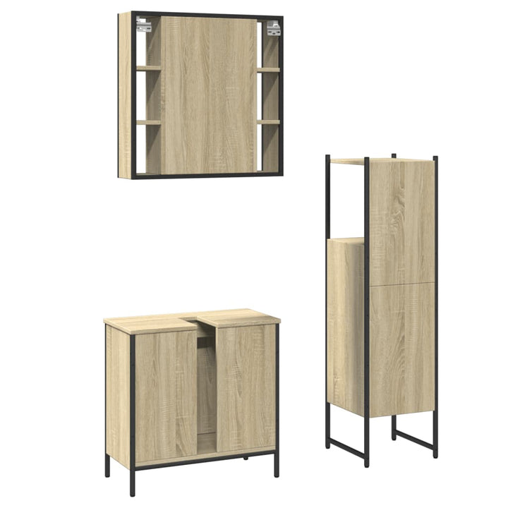 Set Dulapuri De Baie, 3 Piese, , Lemn Prelucrat