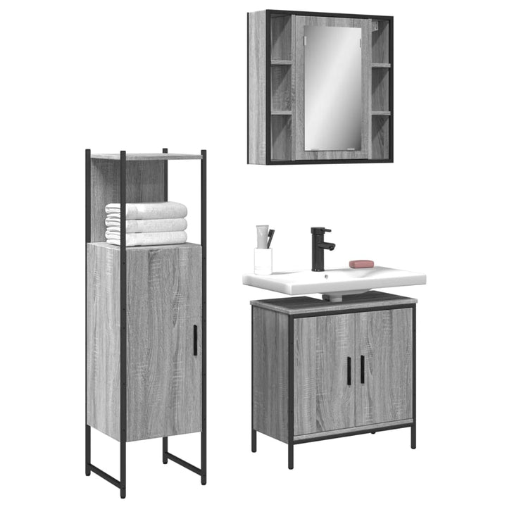 Set Dulapuri De Baie, 3 Piese, , Lemn Prelucrat