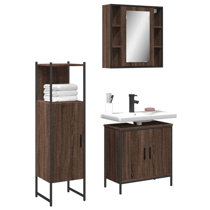 Set Dulapuri De Baie, 3 Piese, , Lemn Prelucrat