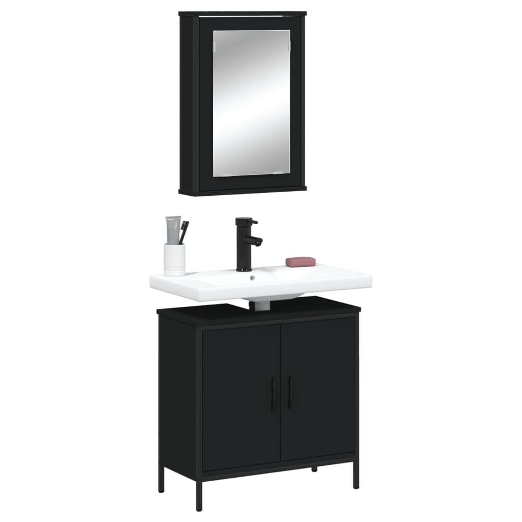 Set Mobilier De Baie, 2 Piese, Stejar Fumuriu, Lemn Prelucrat