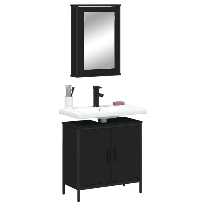 Set Mobilier De Baie, 2 Piese, Stejar Fumuriu, Lemn Prelucrat