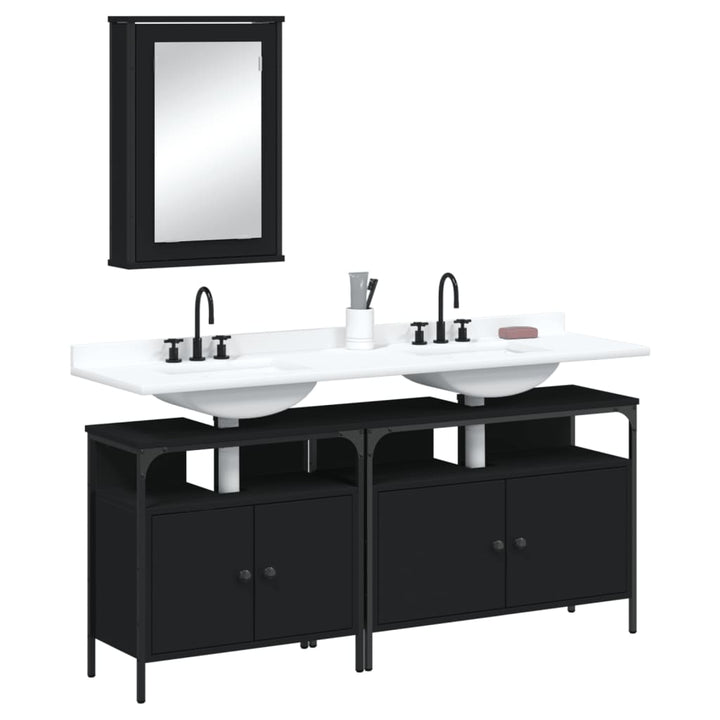 Set Mobilier De Baie, 3 Piese, Stejar Maro, Lemn Prelucrat