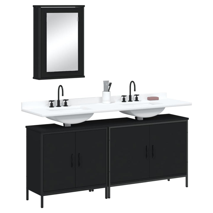 Set Mobilier De Baie, 3 Piese, Stejar Maro, Lemn Prelucrat