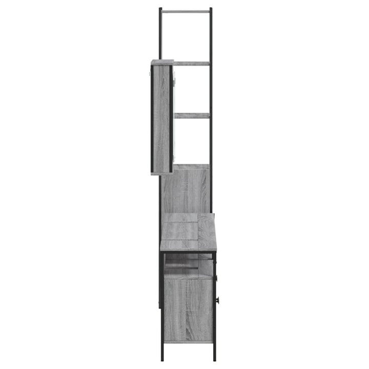 Set Mobilier De Baie, 4 Piese, Gri Sonoma, Lemn Prelucrat