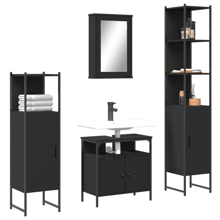 Set Mobilier De Baie, 4 Piese, , Lemn Prelucrat