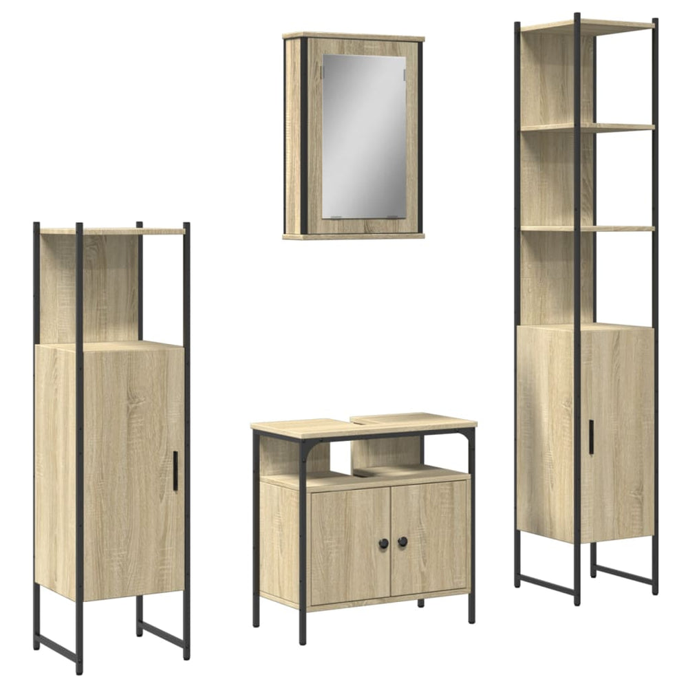 Set Mobilier De Baie, 4 Piese, , Lemn Prelucrat