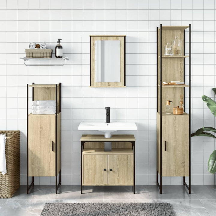 Set Mobilier De Baie, 4 Piese, , Lemn Prelucrat