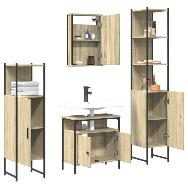 Set Mobilier De Baie, 4 Piese, , Lemn Prelucrat