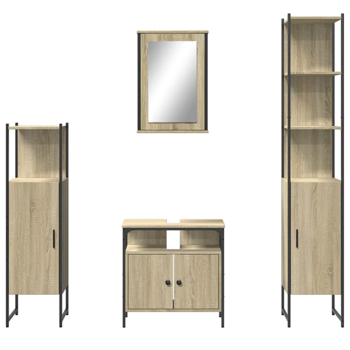 Set Mobilier De Baie, 4 Piese, , Lemn Prelucrat