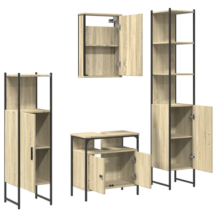 Set Mobilier De Baie, 4 Piese, , Lemn Prelucrat