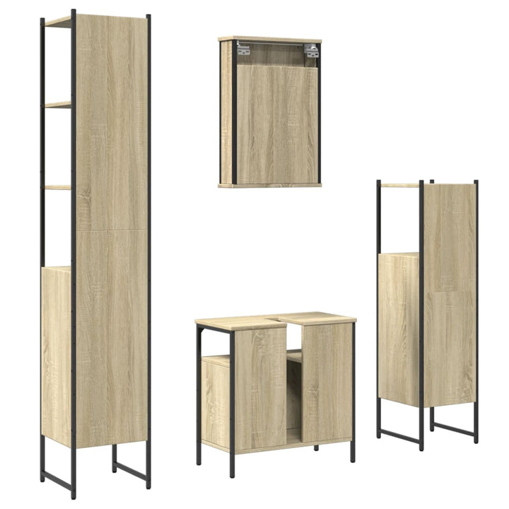 Set Mobilier De Baie, 4 Piese, , Lemn Prelucrat