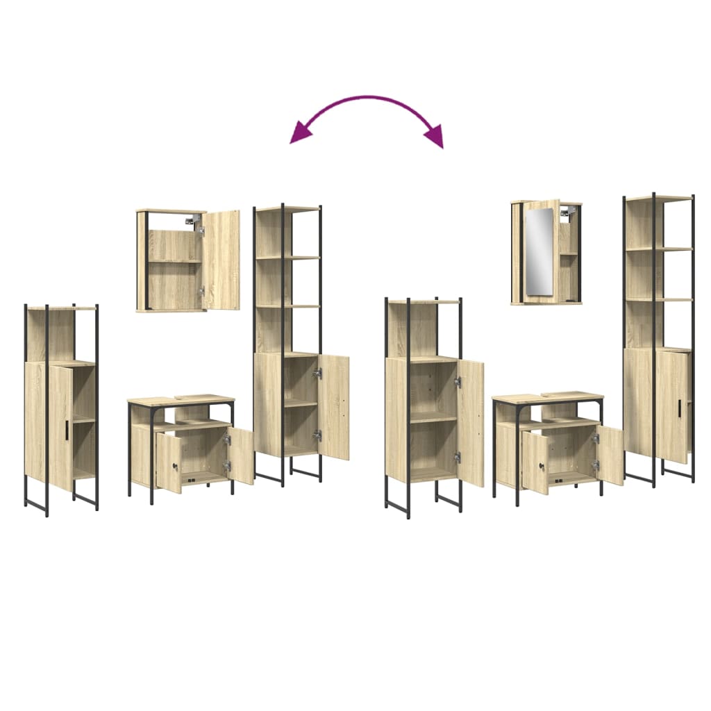 Set Mobilier De Baie, 4 Piese, , Lemn Prelucrat