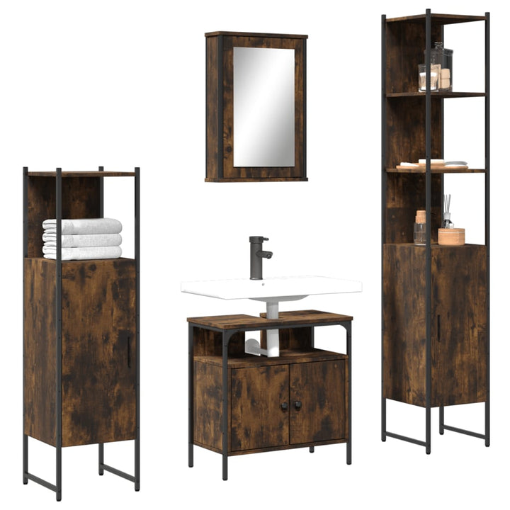Set Mobilier De Baie, 4 Piese, , Lemn Prelucrat