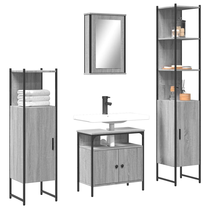 Set Mobilier De Baie, 4 Piese, , Lemn Prelucrat