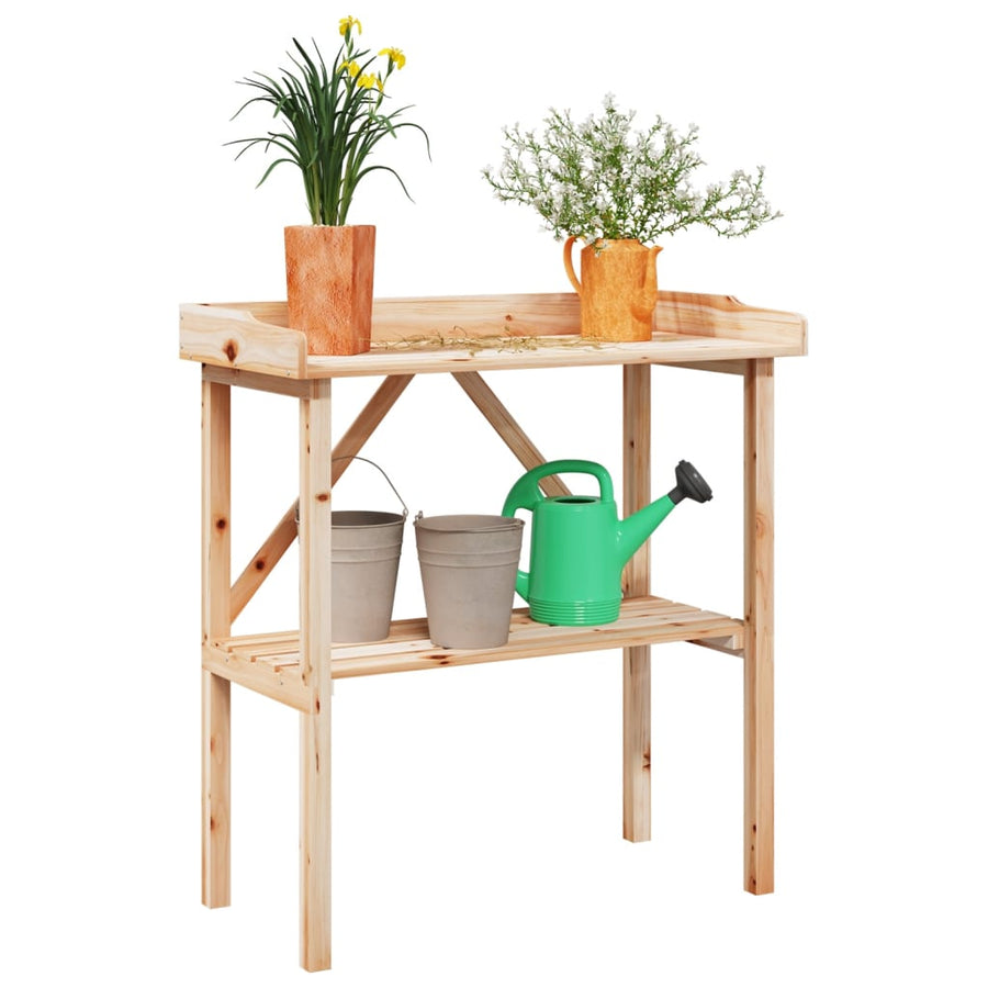 Masă De Plante Cu Raft, 78X38X82,5 Cm, Lemn Masiv De Brad