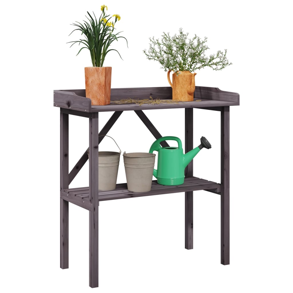 Masă De Plante Cu Raft, 78X38X82,5 Cm, Lemn Masiv De Brad